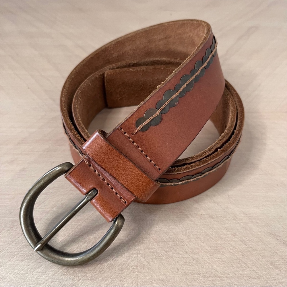 Abercrombie & Fitch Brown Leather Belt with Brass Buckle